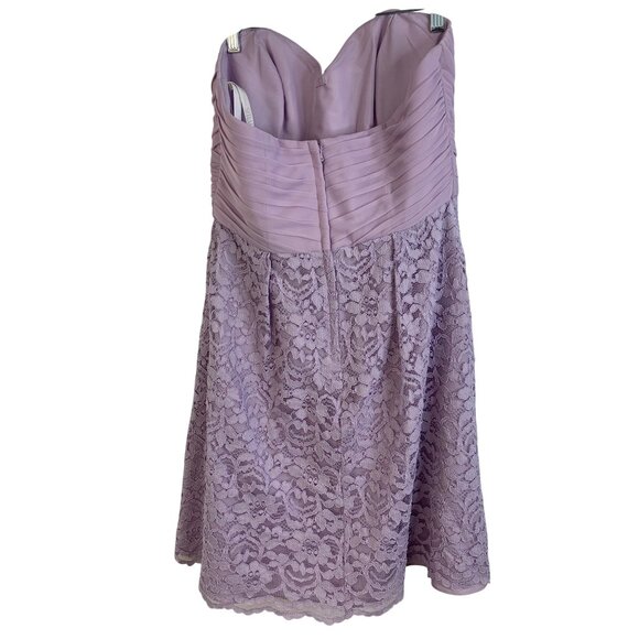 Davids Bridal Iris Lace Bridesmaid Dress Size 8 Lavender Strapless mini new 8305 - Picture 5 of 7